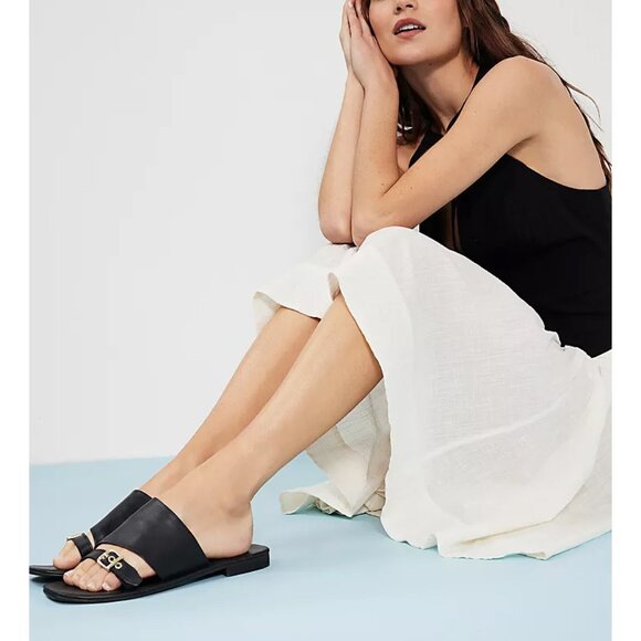 FREE PEOPLE Mila Minimal Flat Sandals / Black - Picture 4 of 11